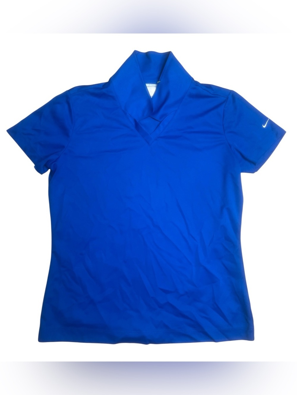 Nike Women's Royal Blue Short-Sleeve V-Neck Performance Top